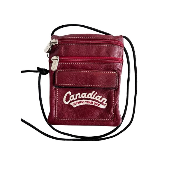 Roots Canada Leather Satchel Bag Olympic Team 2002 Vintage Red - Picture 1 of 6